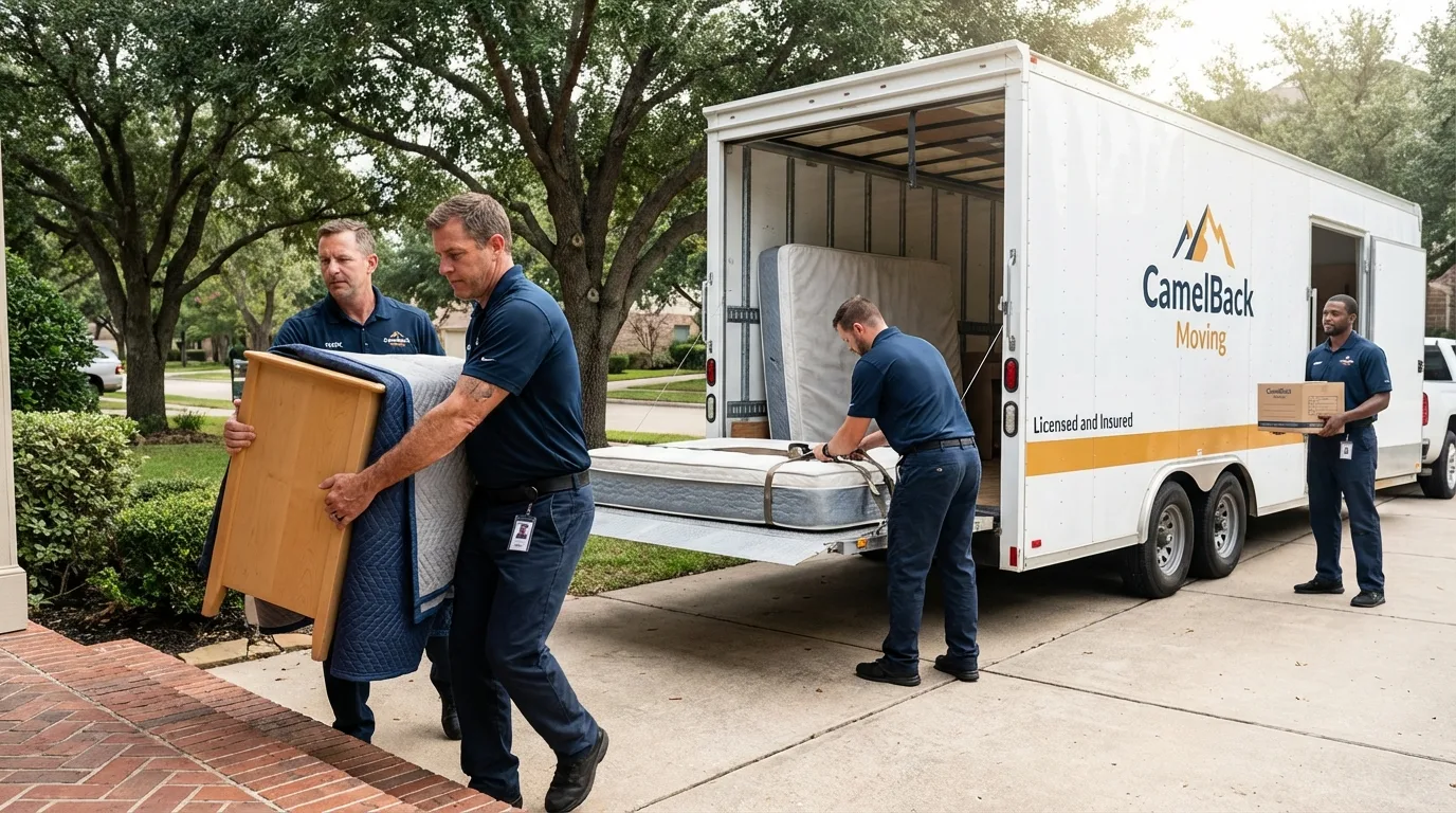 Crew loading residential truck for cross-state move from Lynchburg, TN