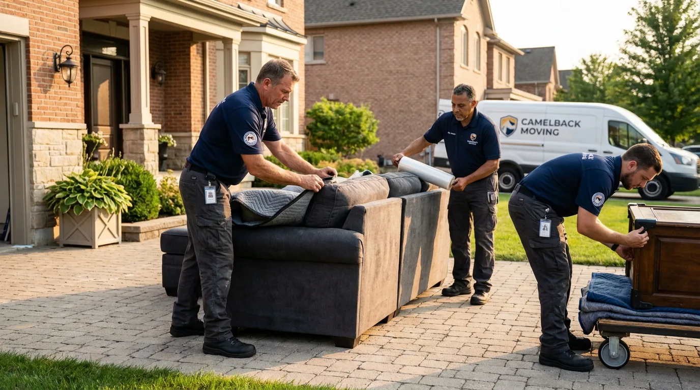 Large estate moving crew wrapping furniture in Lynchburg, TN